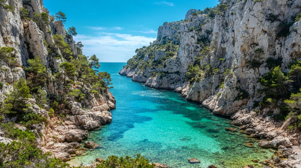 Calanque de Cassis, falaises blanches et eau turquoise