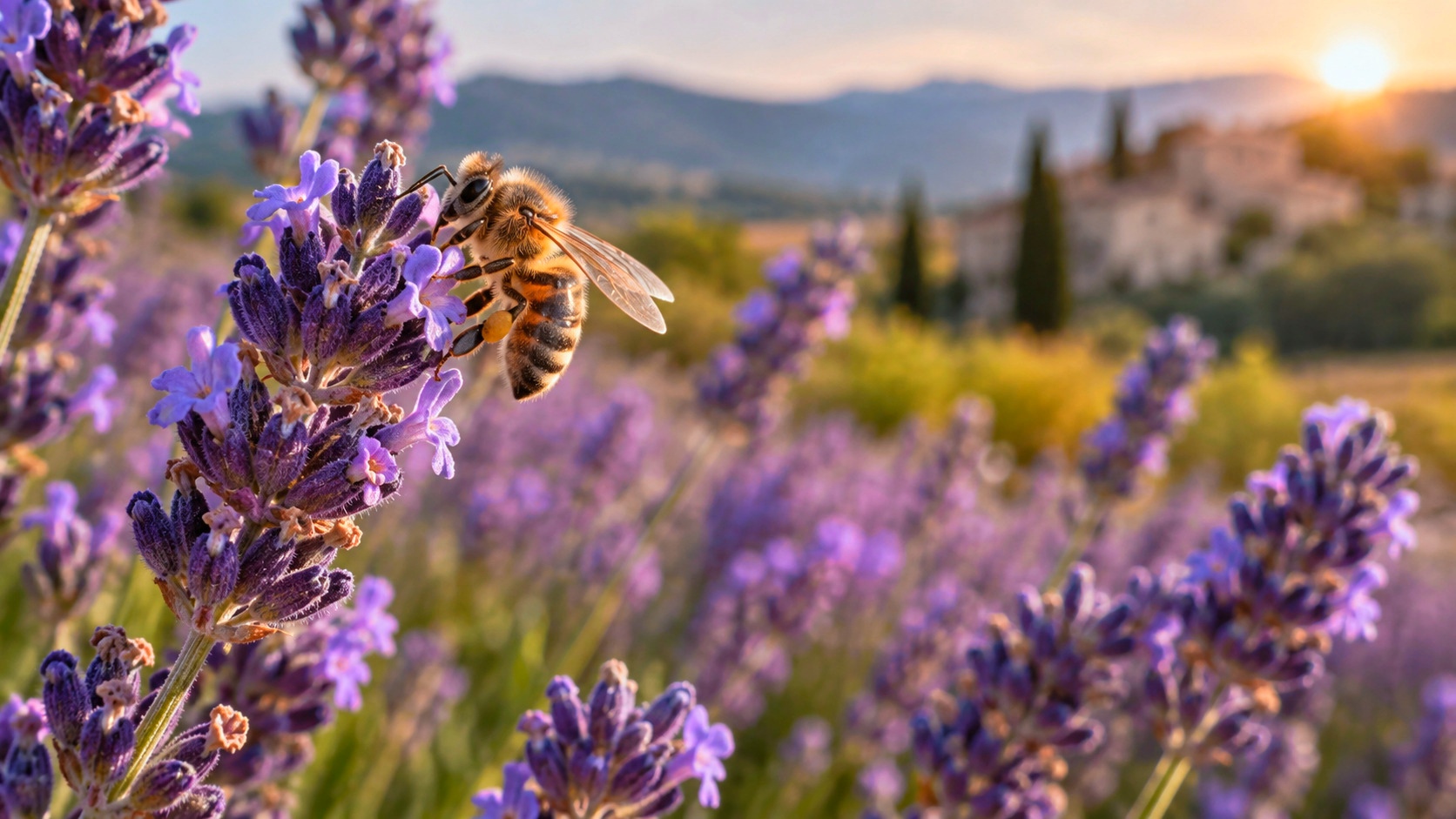 Fleurs de lavande et abeille en Provence